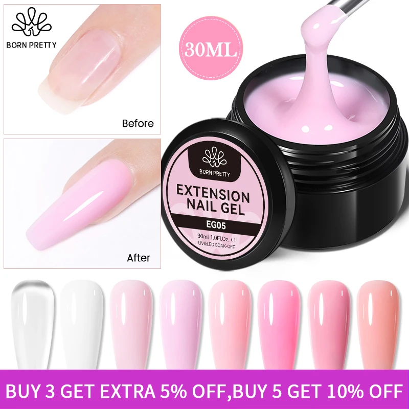 

BORN PRETTY 15/30ml Extension Gel Nail Polish Pink Nude Hard Acrylic Natural Color Fibre Glass UV Construction Gel Polish