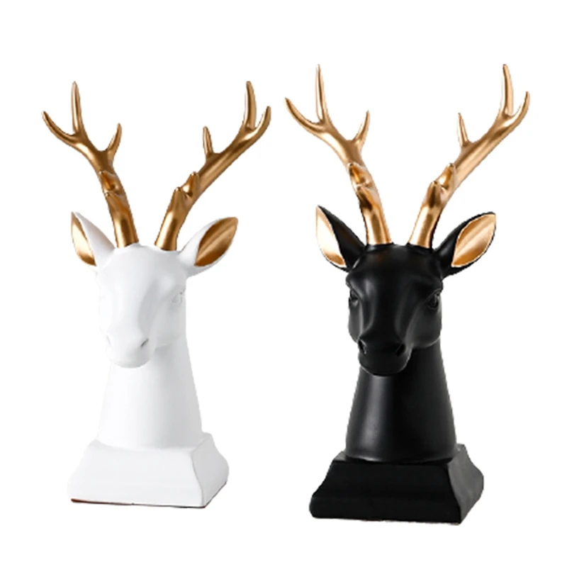 

Домашнее украшение, статуя головы оленя из смолы, скульптура в Европейском стиле, настольное украшение, декоративные фигурки