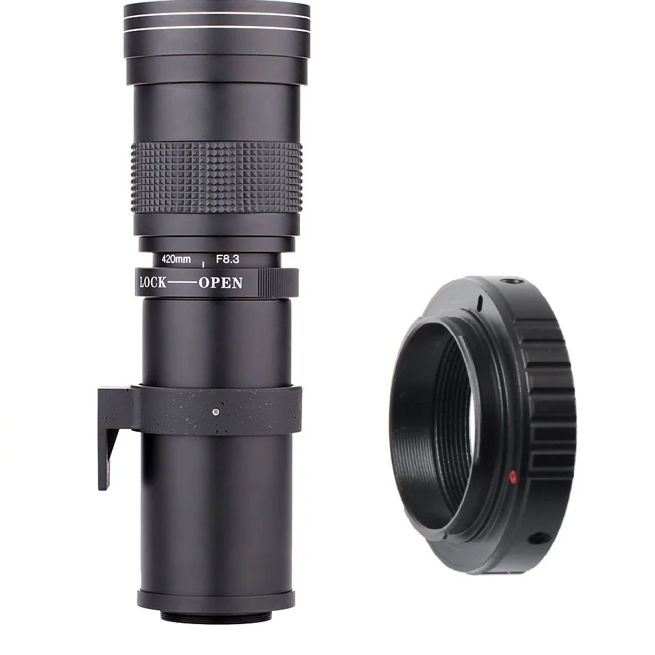 Супер телефото ручной зум-объектив Lightdow 420-800 мм F/8,3-16 + T2 Крепление кольцевой адаптер для камер Canon Nikon Sony Pentax Olympus