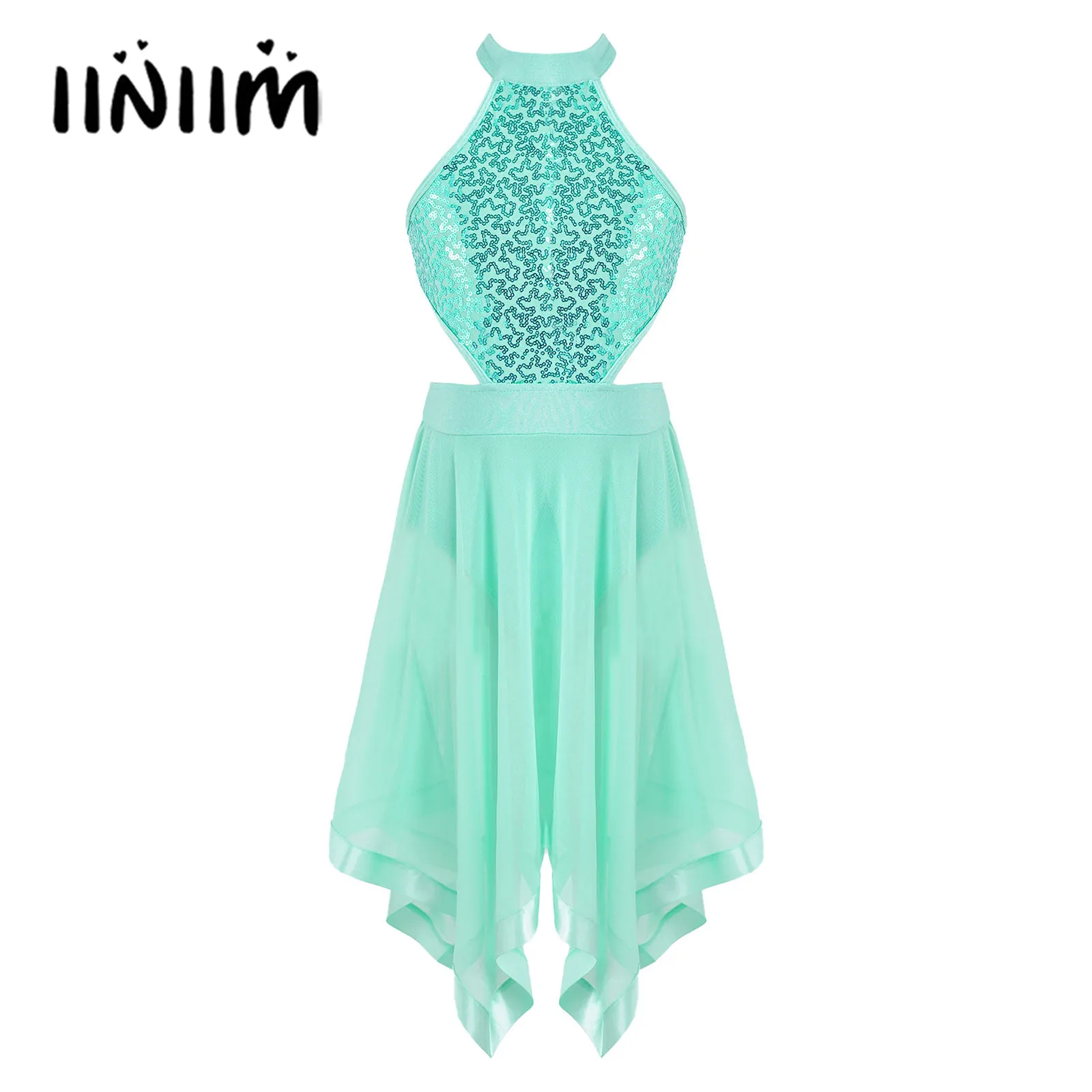 

Детское гимнастическое платье принцессы для балета, танцевальное платье без рукавов с круглым вырезом и юбкой на спине и талии, танцевальное платье