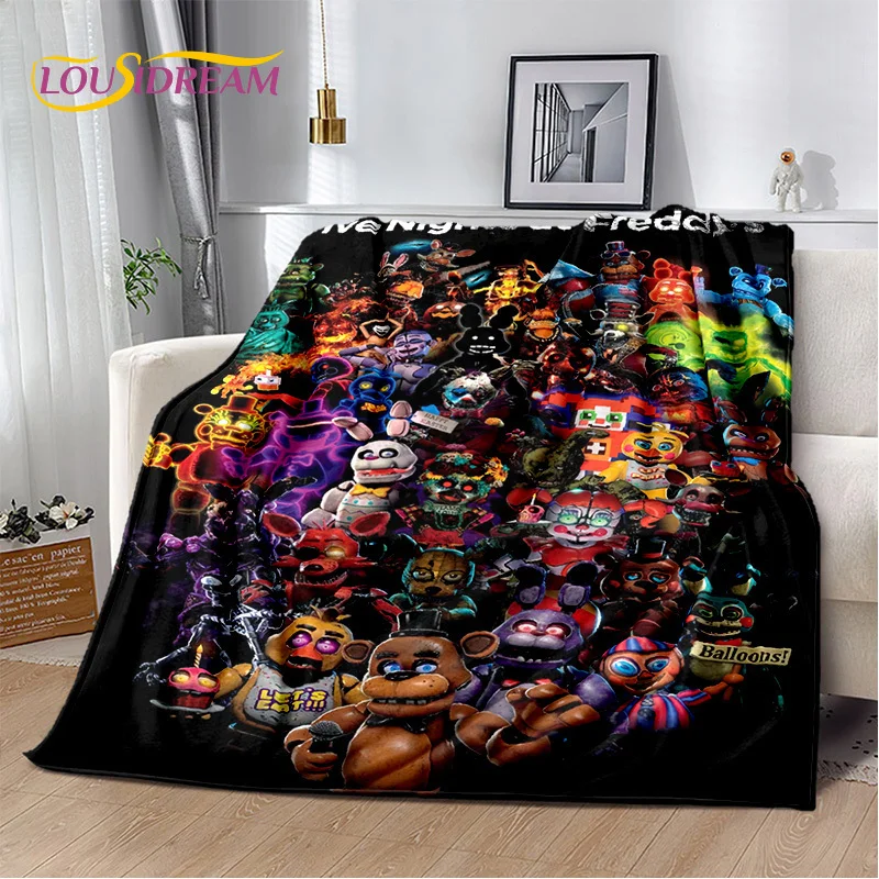 

Horror Game F-FNAF Freddy Movie Soft Plush Blanket,Flannel Blanket Throw Blanket for Living Room Bedroom Bed Sofa Picnic Gift