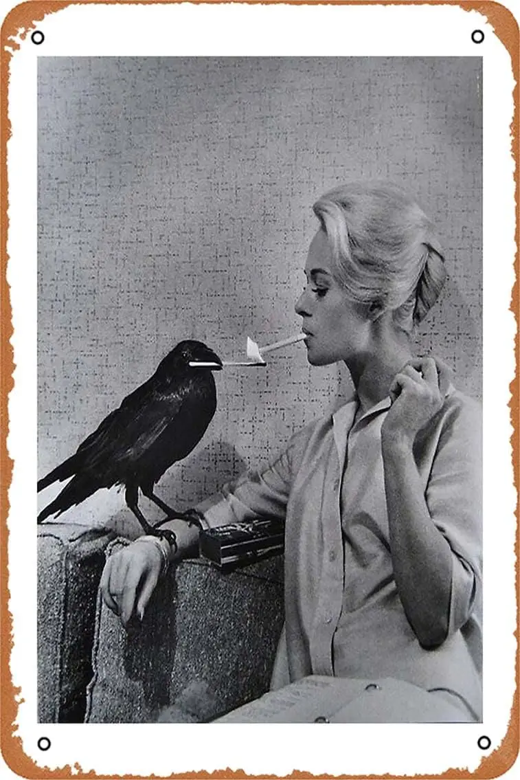 Фото M1,Tippi Hedren, having ее сигарет с вороной наборе The Birds Art Board Print Металлическая вывеска Ретро Домашняя декоративная винтовка №1