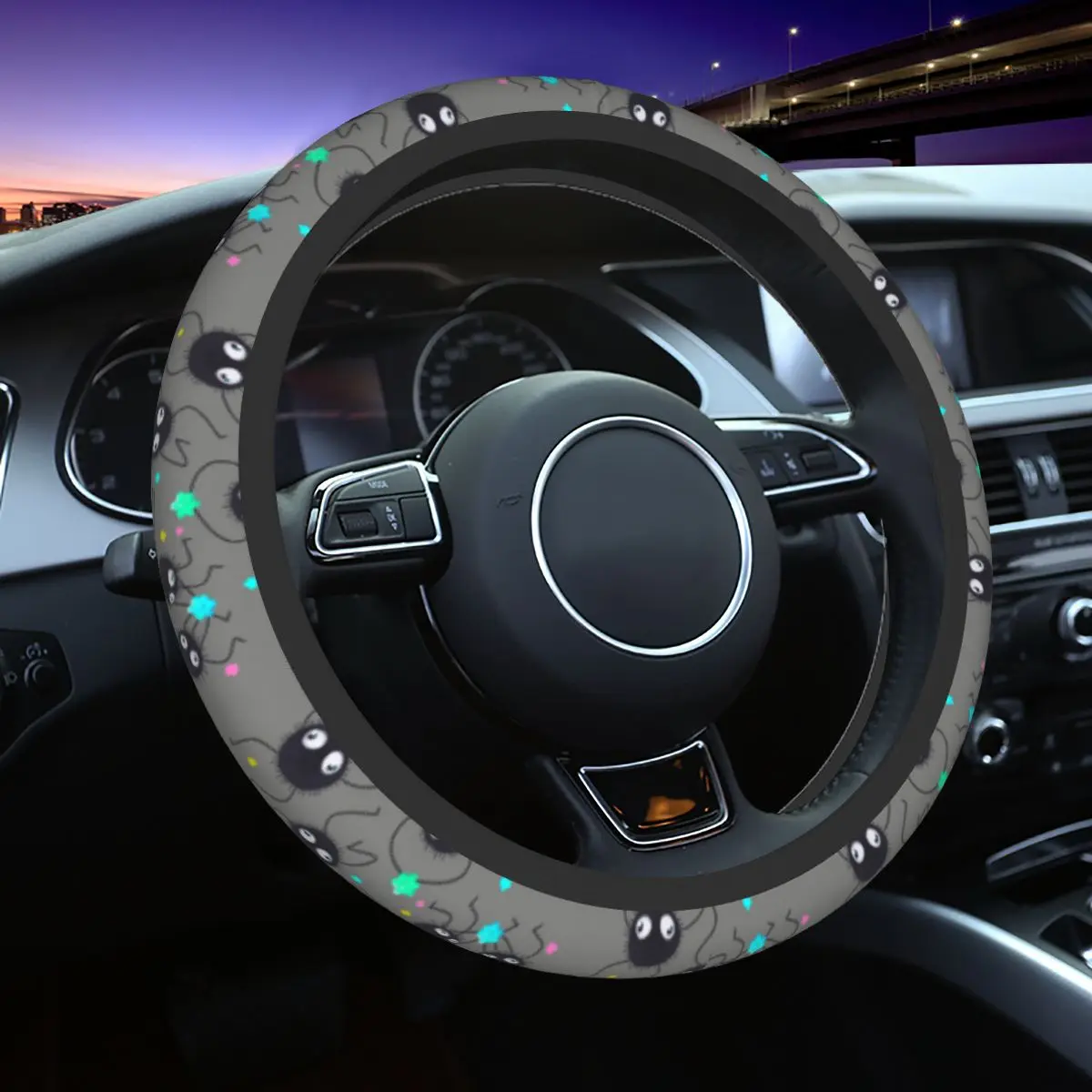 

Soot Sprites Totoro Steering Wheel Covers 14.5-15 Inch Girls Anime Manga Studio Ghibli Steering Wheel Protector Car Accessories
