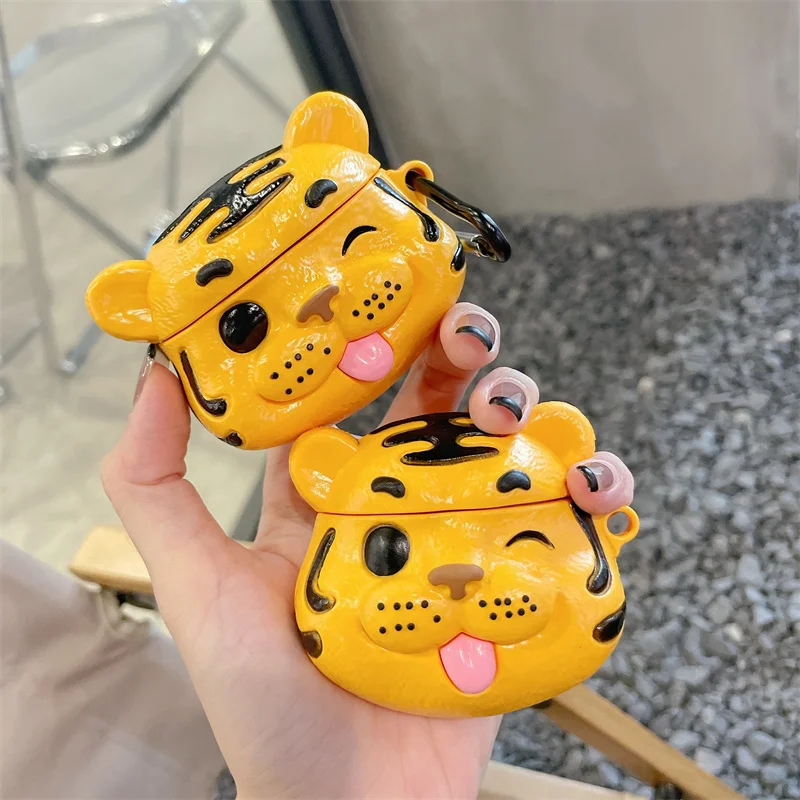 

Чехол для наушников Airpods 1 2 3 Pro, мягкий силиконовый мультяшный тигр, защитный чехол для наушников Airpods Pro 3, аксессуары для гарнитуры