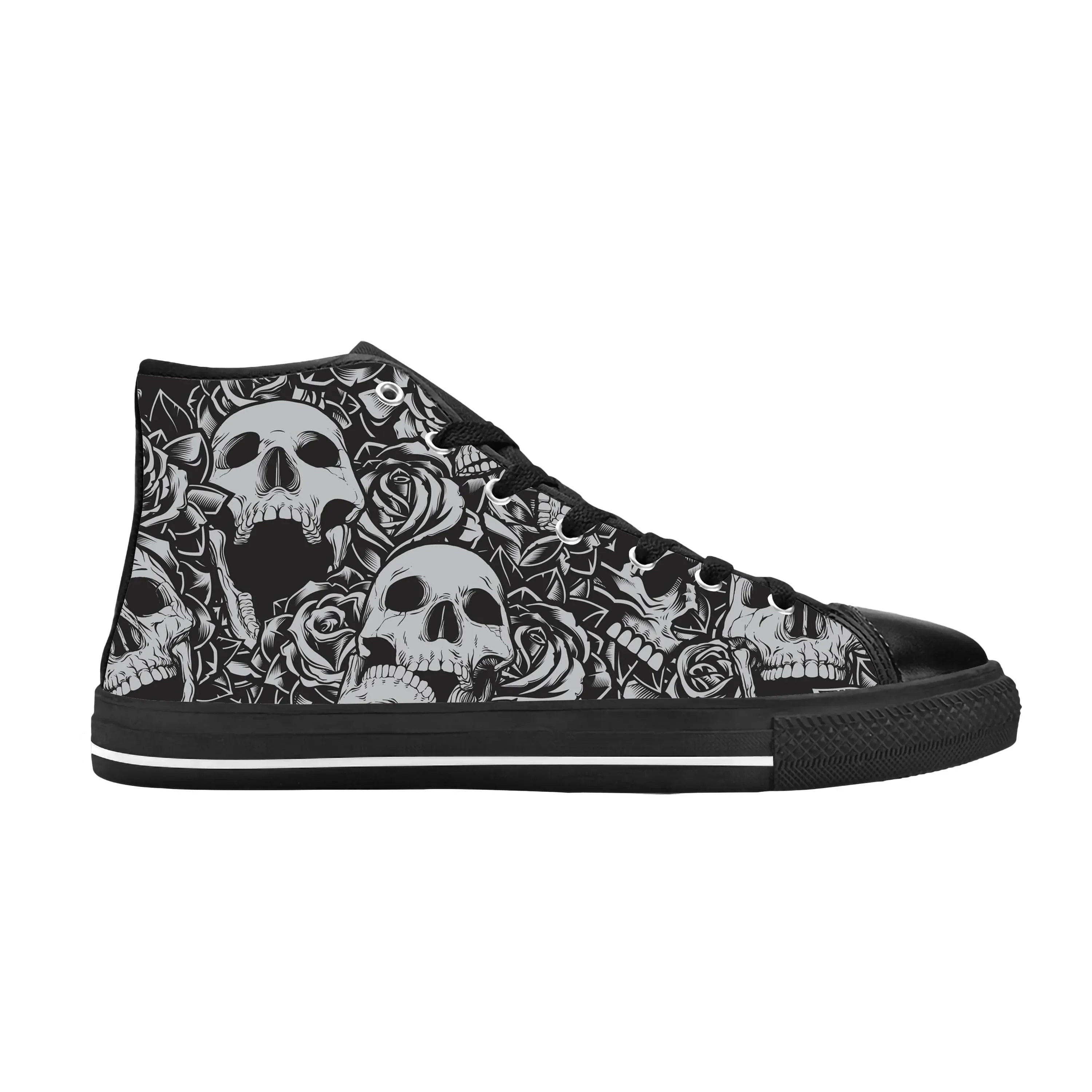 Sugar Skull Paisley Skeleton Goth Gothic Horror Casual Cloth Shoes High Top Comfortable Breathable 3D Print Men Women Sneakers