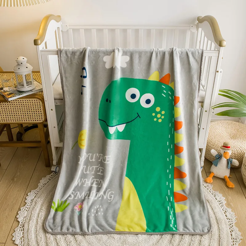 

Kids Cartoon Dinosaur Blanket Flannel Green Autumn Animal Breathable Super Warm Throw Blankets for Bedding Travel Bedding Throws