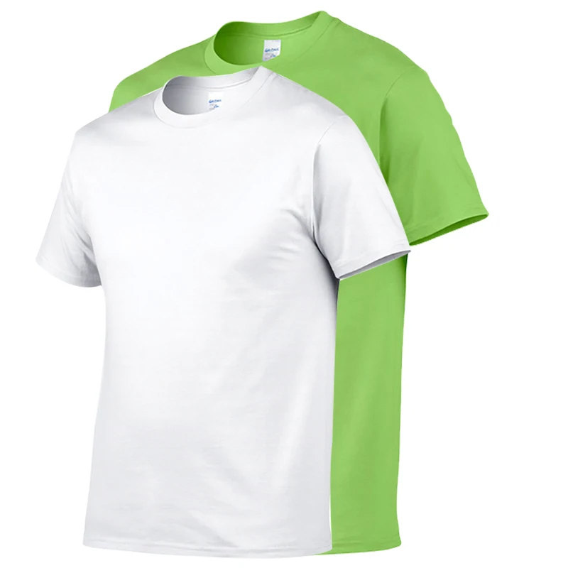 Gildan Summer Men T-Shirt 100% Cotton High Quality Casual Short Sleeve T Shirt Women Oversized Solid Male Tops Tees 2PCS images - 6
