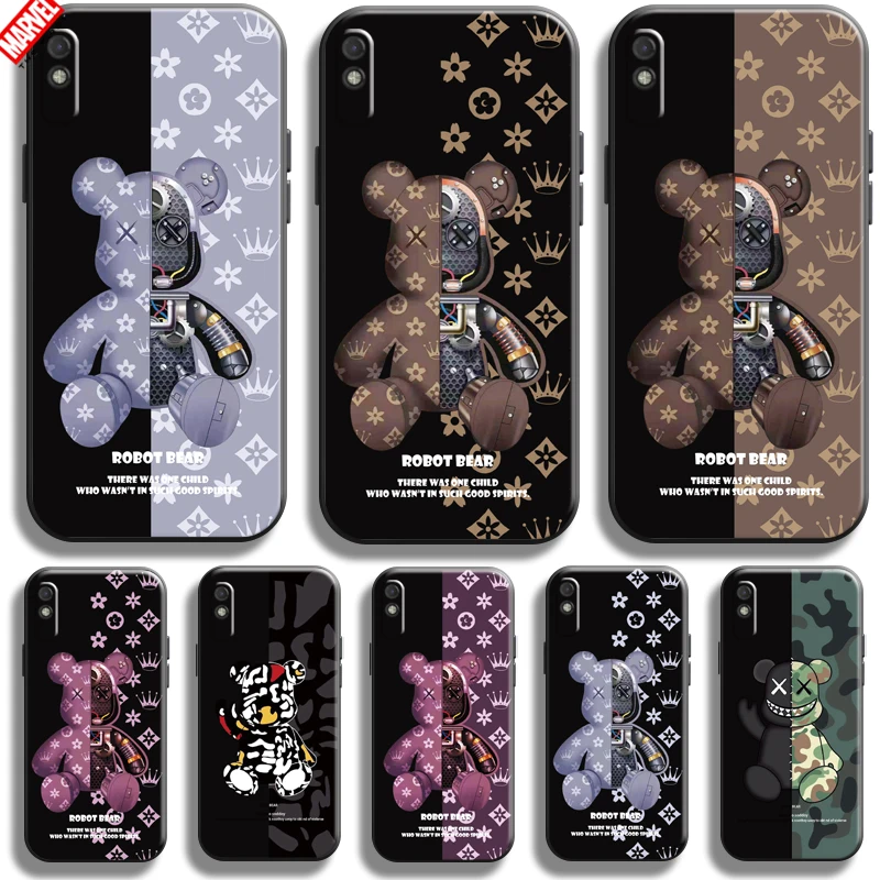 

Luxury Fashion Bear For Xiaomi Redmi 9A 9AT Phone Case Funda Black Soft Carcasa Liquid Silicon Silicone Cover