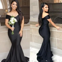 new simple mermaid evening dress back off the shoulder cheap sheath floor length plus size custom made arabic formal party gown