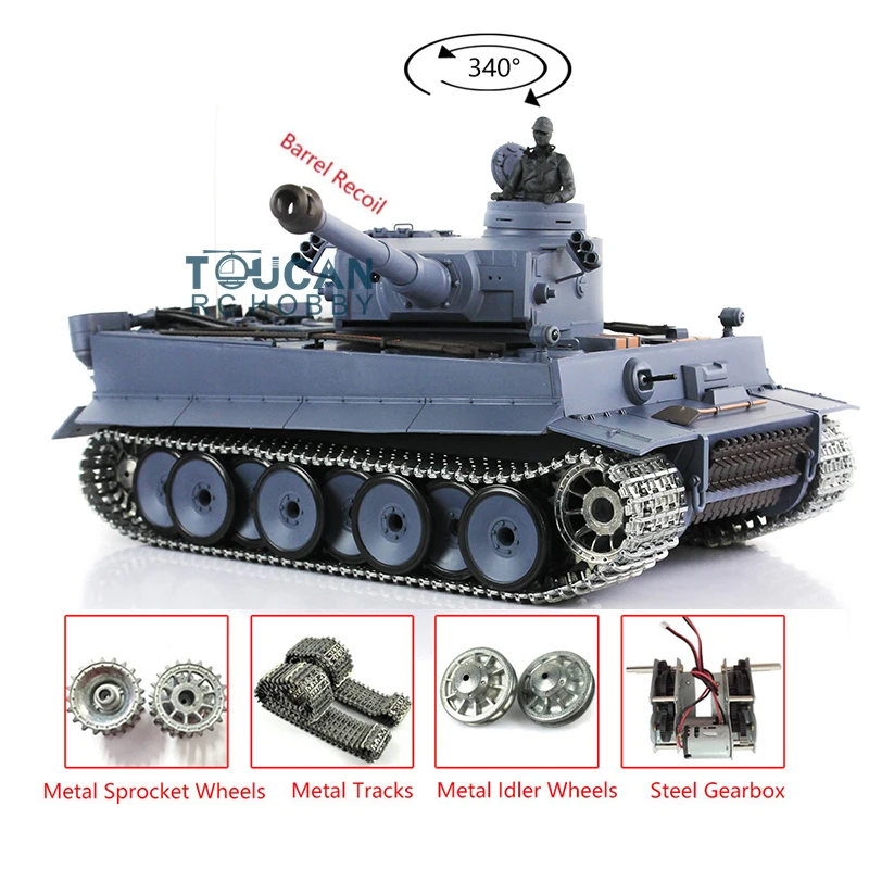 

US Stock Henglong 1/16 7.0 RTR RC Tank German Tiger I 3818 Barrel Recoil Steel Gearbox Metal Wheels Tracks RC Model