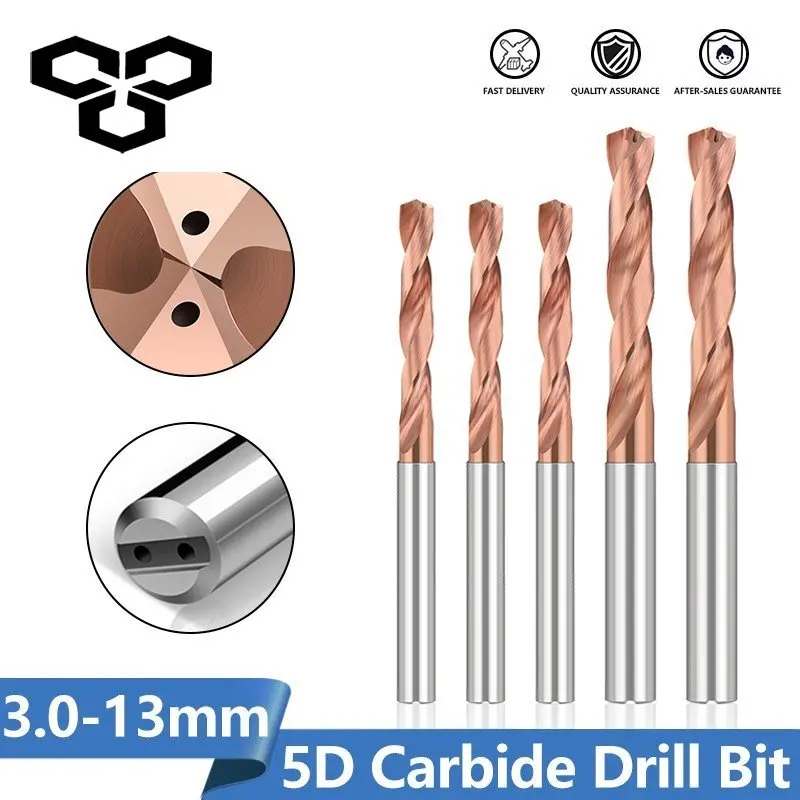 

Сверло 5D 3,3-10 мм, Карбидное сверло из вольфрамовой стали, быстрорежущие сверла с TICN покрытием для металлообработки, станков с ЧПУ