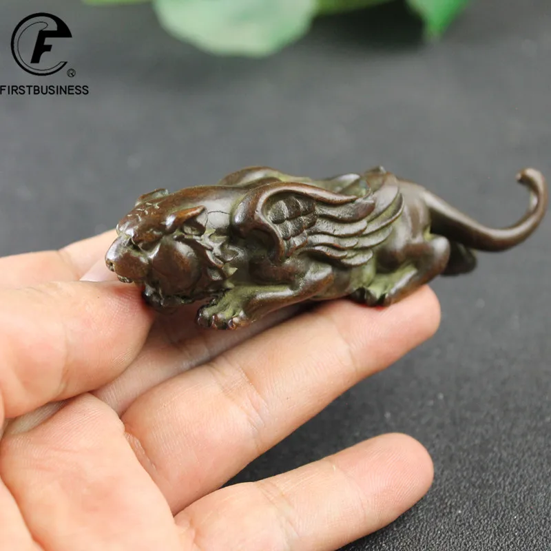 Античный медный Тигр с крыльями маленькая статуя настольное украшение фигурки