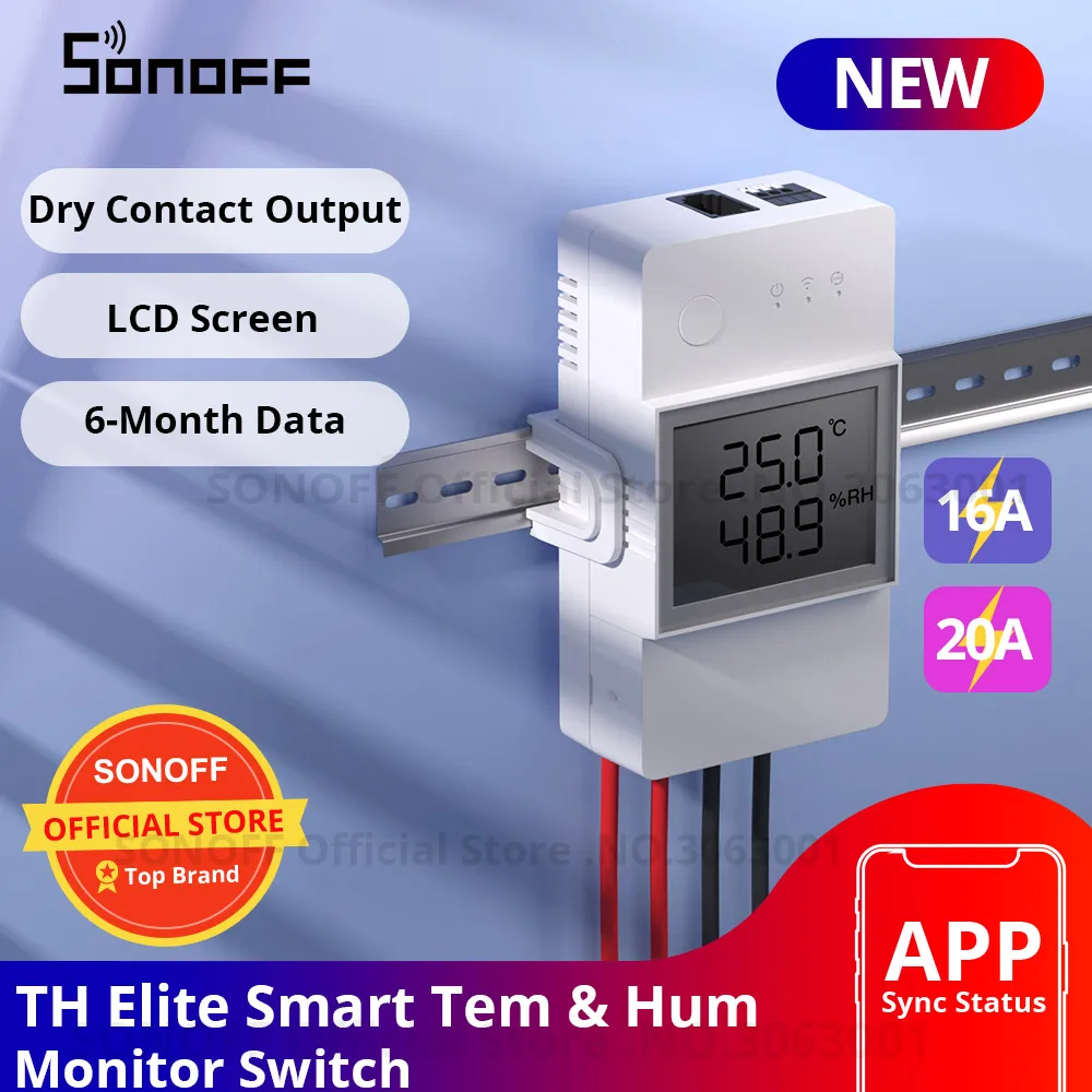 SONOFF TH Elite 16A/20A Wi-Fi смарт-переключатель контроля температуры и влажности умный дом