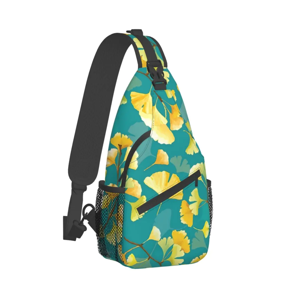 

Gold Ginkgo Biloba Chest Bags Men Leaves Print Graphic Shoulder Bag Cool Phone Crossbody Bag Motorcycle Outdoor Sling Bags