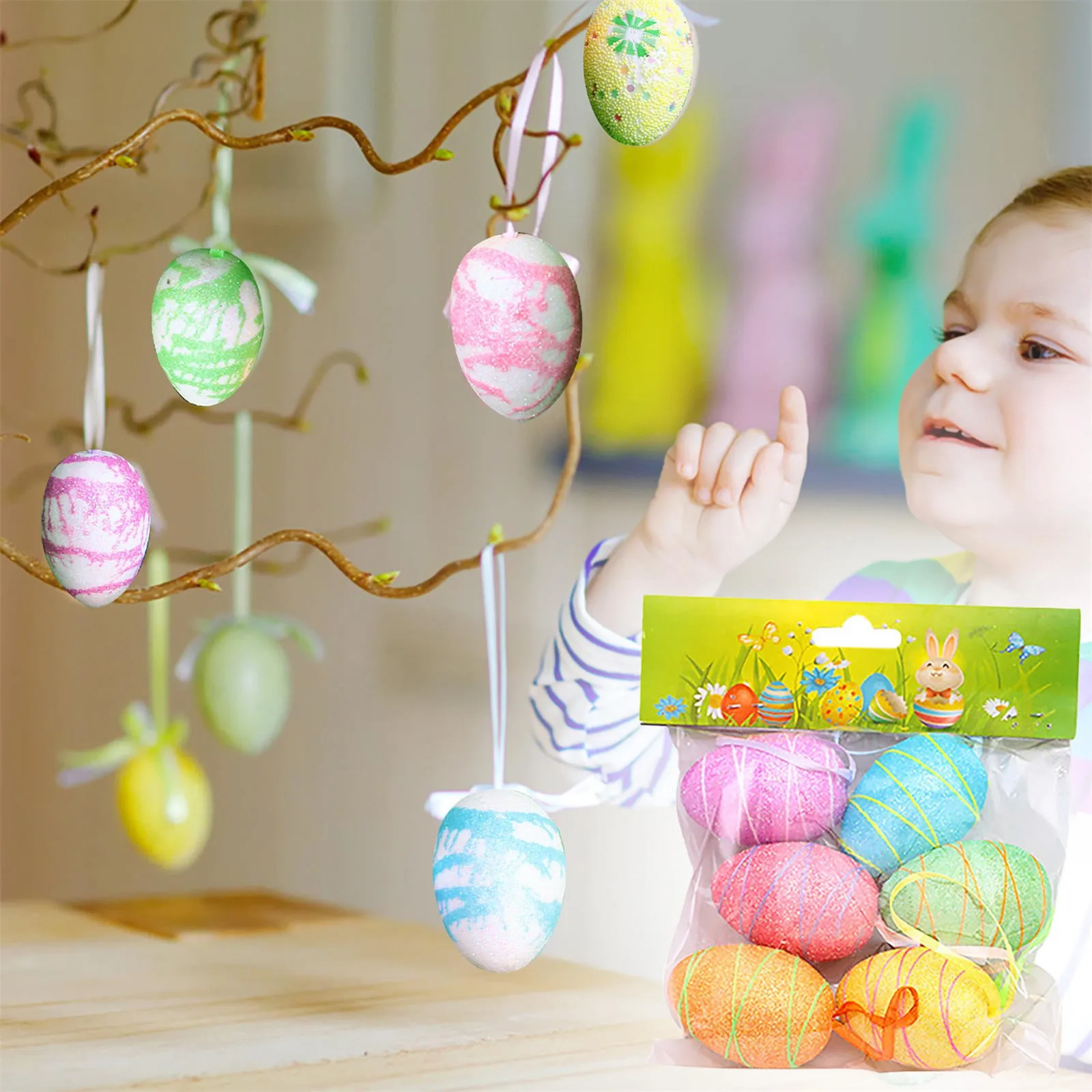 Пасхальные яйца самодельные окрашенные узоры имитация яиц праздничная сцена