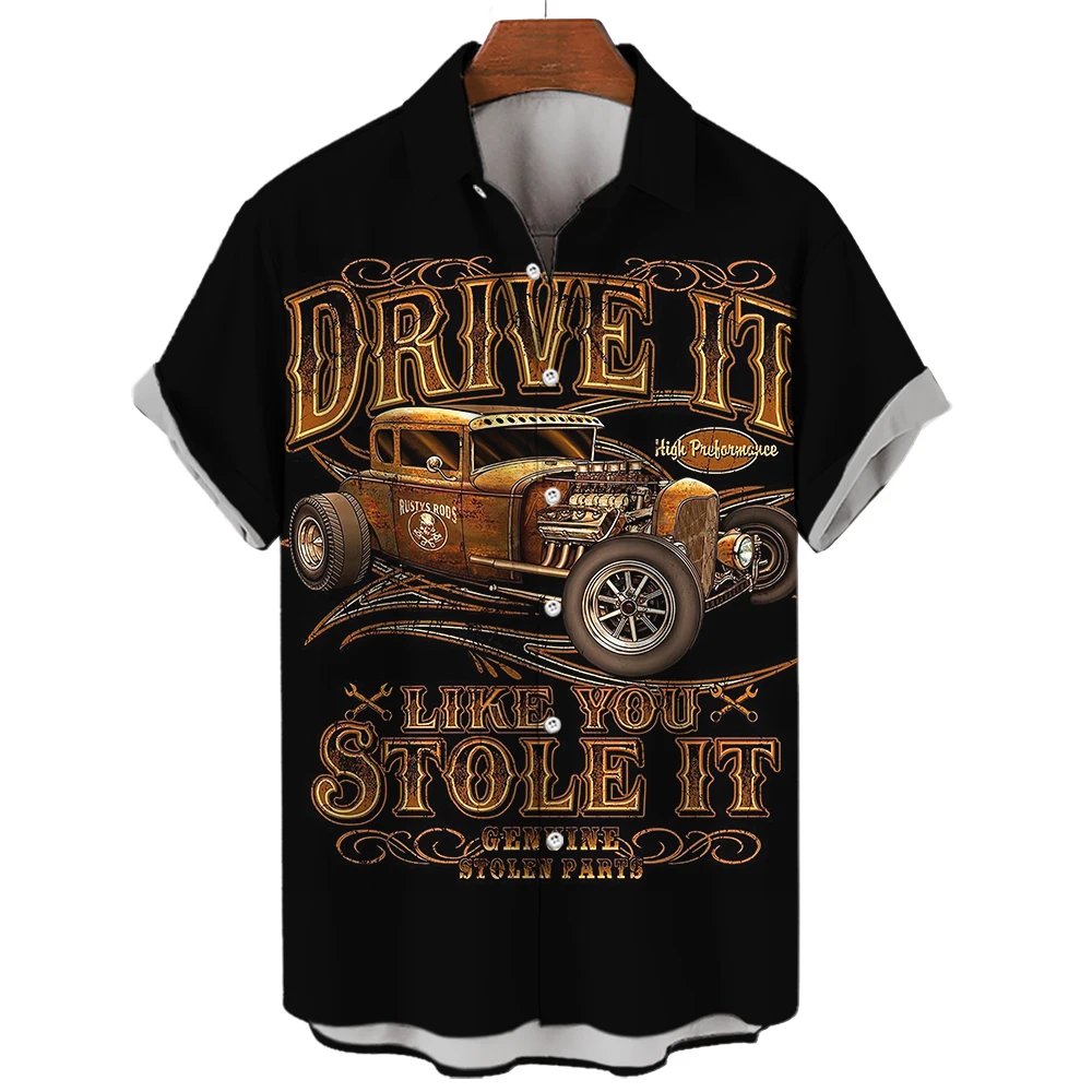 

Summer For Men Hawaiian Shirts Vintage Top 3d Car Print Loose Casual Shirts Male Beach Aloha Blouse Fashion Clothing Ropa Hombre