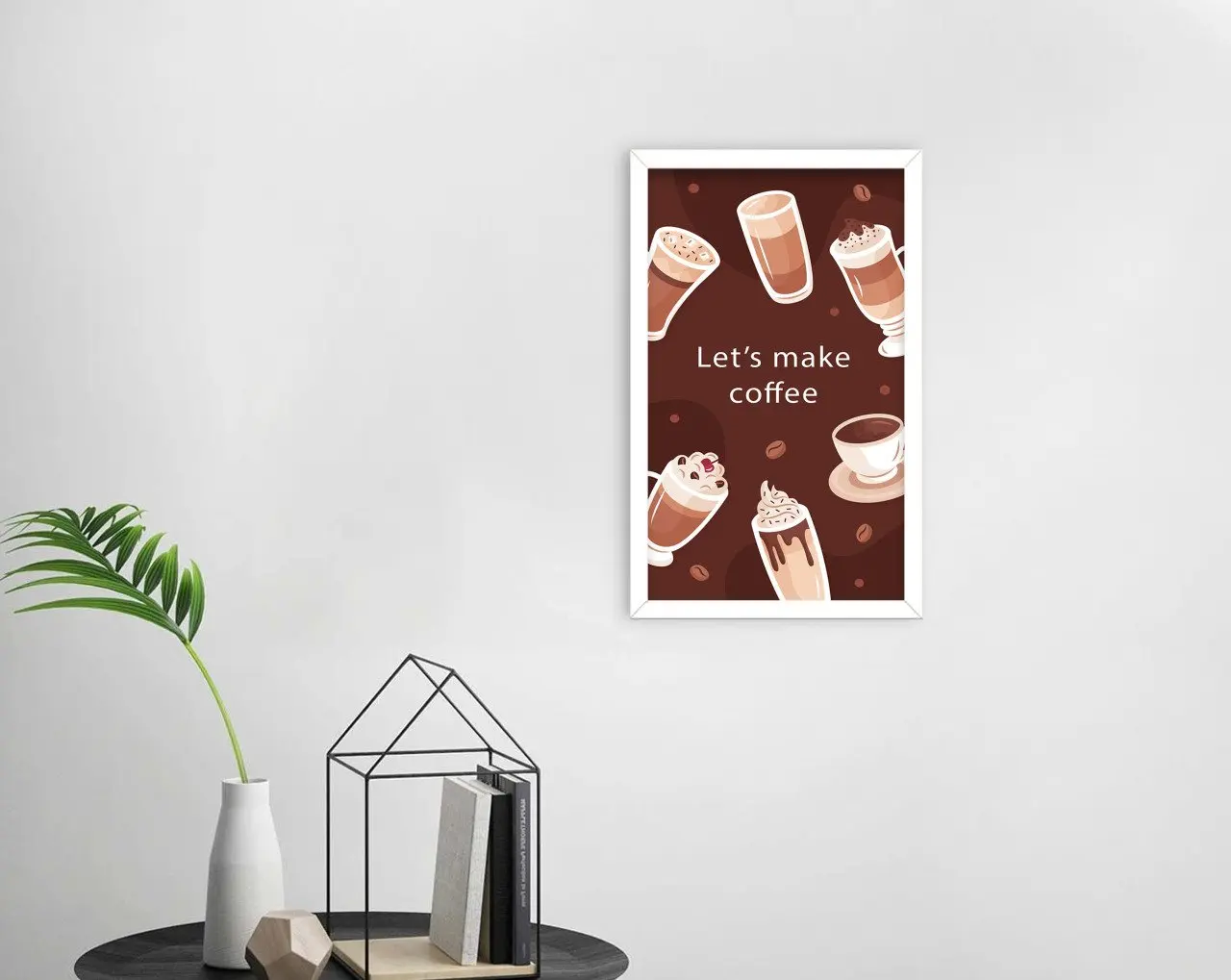 

BK Home Coffee Design Decorative Wood White Framed Tablo-31