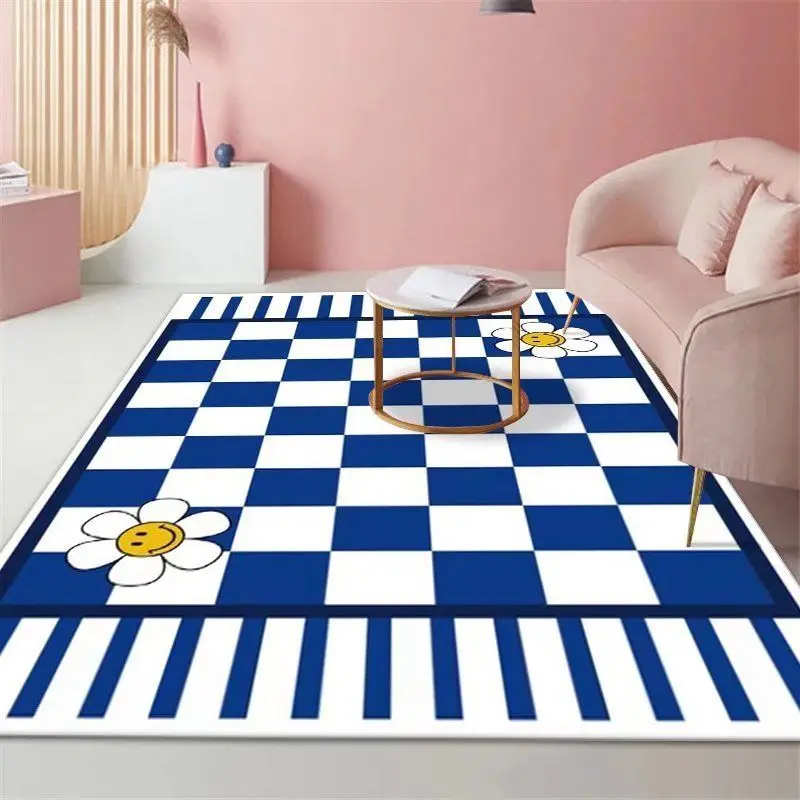 

Checkerboard Carpets For Bedroom Living Room Modern Minimalist Nordic Style Room Bedside Rugs Coffee Table Sofa Plaid Floor Mat