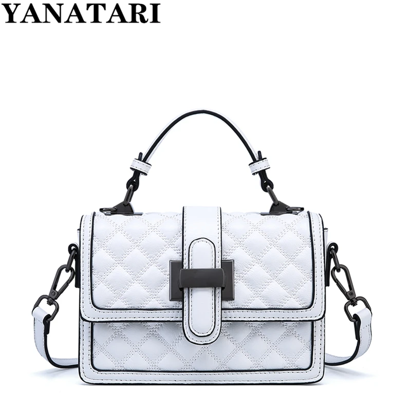 YANATARI Handbag Women's New Fashion Versatile Genuine Leather Luxury Lingge Diagonal Straddle Bag