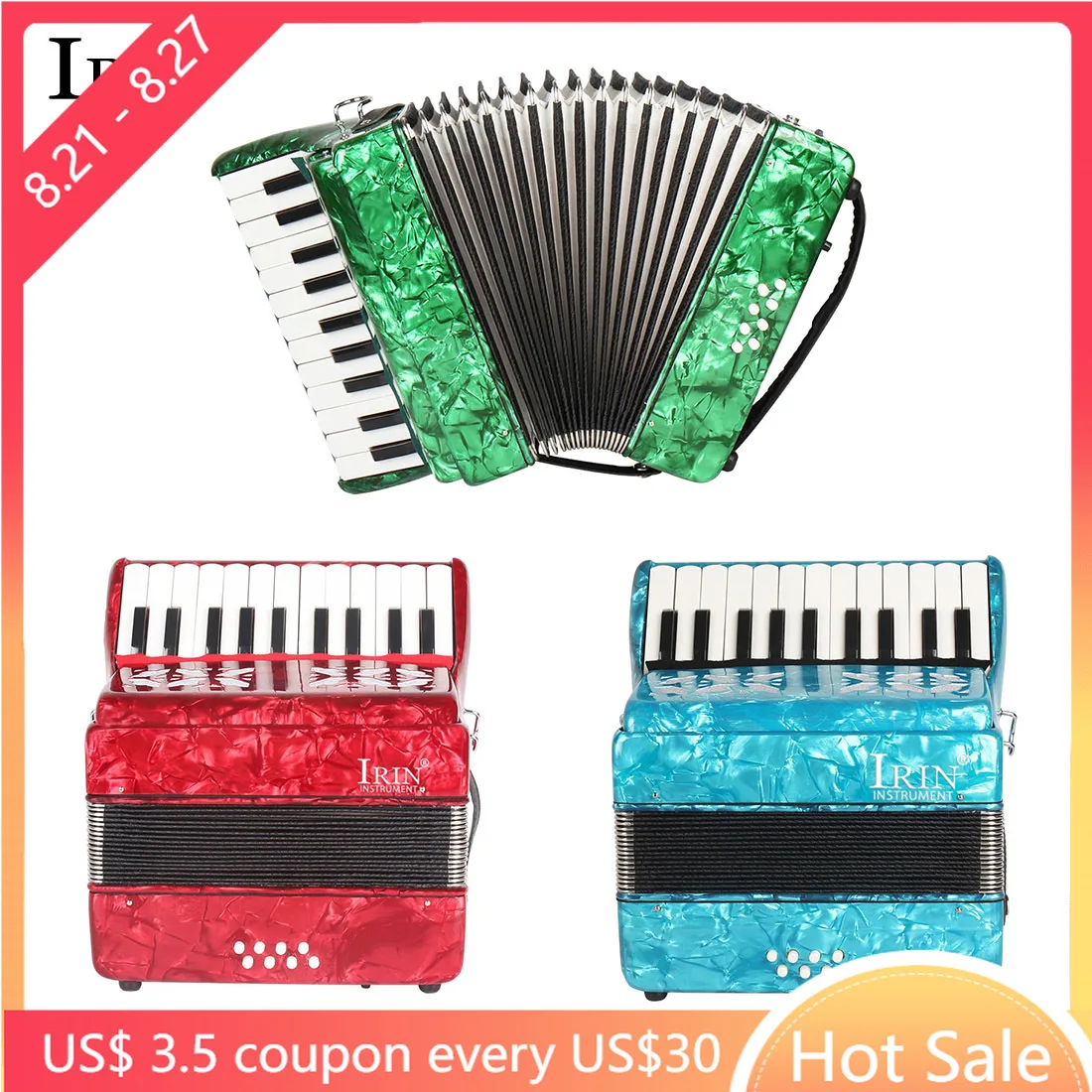 IRIN 28 Keys 8 Bass Accordion Professional Accordion With Storage Bag Keyboard Instruments Accordion For Teaching/Performance