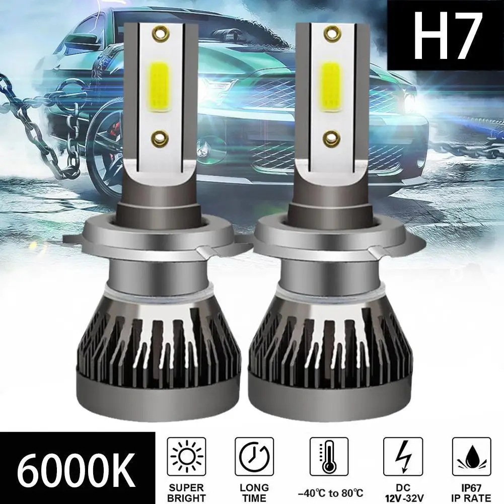 

2 PCS H7 Led Headlight 200W 20000LM Hi/Low Kit Bulbs Beam Free Lights Bulbs Headlight Car Error Car Canbus 6000K R4E4