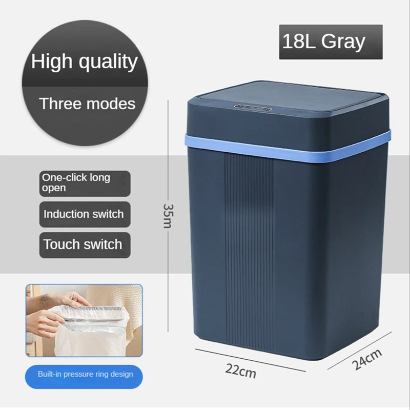 

1 PCS Smart Sensor Can Garbage Bin For Office Kitchen Bathroom Toilet Trash Can Automatic Induction Waste Bins With Lid 18L C