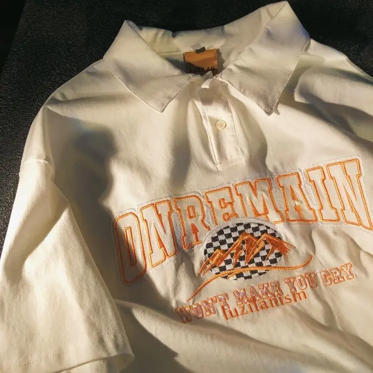 

Шахматная футболка-поло с вышивкой и надписью для пары, футболки с графическим рисунком, женская футболка, уличная одежда, футболка с коротк...