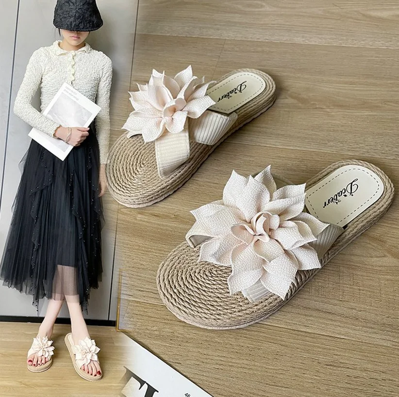 

2022 летние шлепанцы, пляжные тапочки на плоской подошве с цветочным принтом, для отдыха, модные