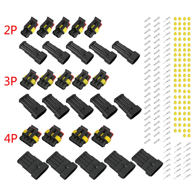 

15 шт. 2P 3P 4Pin AMP 1,5 автомобильный водонепроницаемый разъем, проводной разъем, автомобильный водонепроницаемый разъем