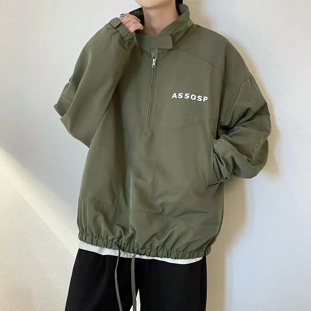 Мужская куртка с воротником-стойкой без капюшона в стиле Харадзюку |