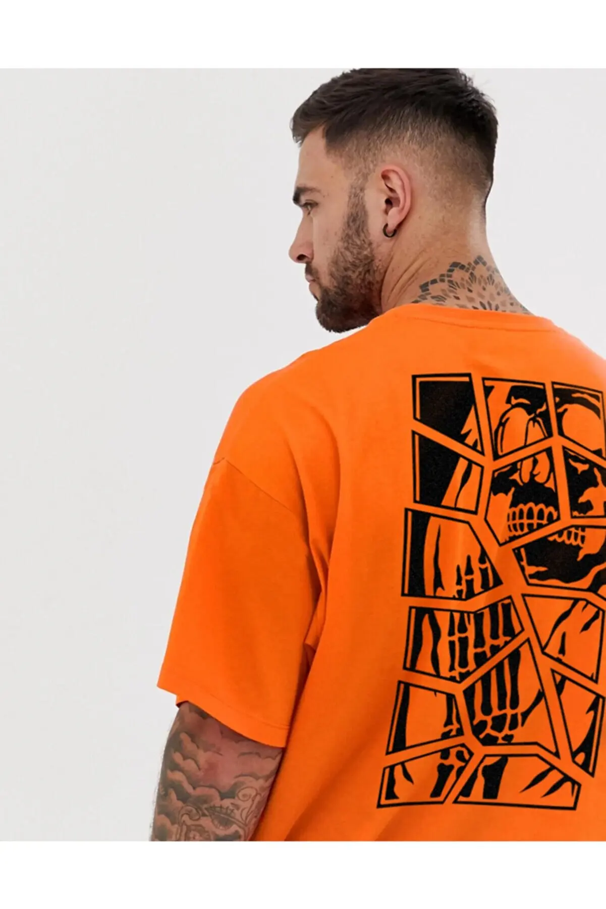 

Футболка мужская оверсайз с принтом, оранжевая Модная рубашка, лето 81093094