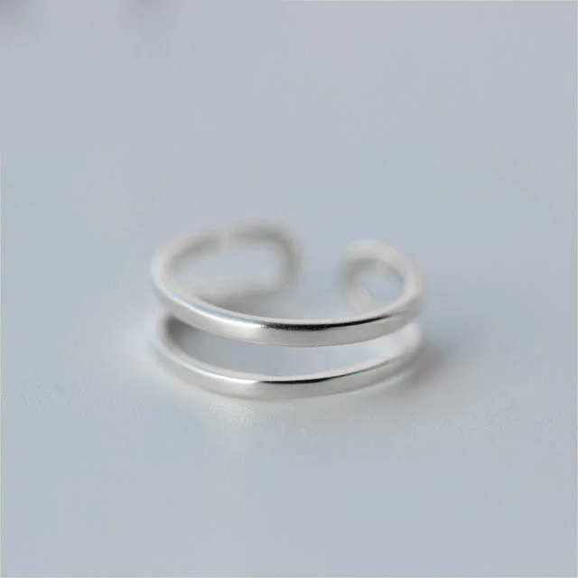 

Женское Двухслойное кольцо из серебра 100% пробы, регулируемое обручальное кольцо, модные ювелирные изделия из стерлингового серебра 925 проб...