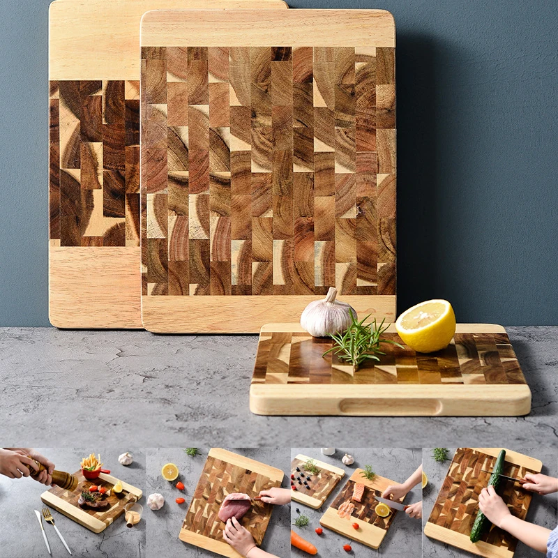 

Practical Kitchen Cutting Board Solid Household Oak Acacia Wood Double-sided Use Chopping Blocks Kitchen Tool For Meat Vegetable