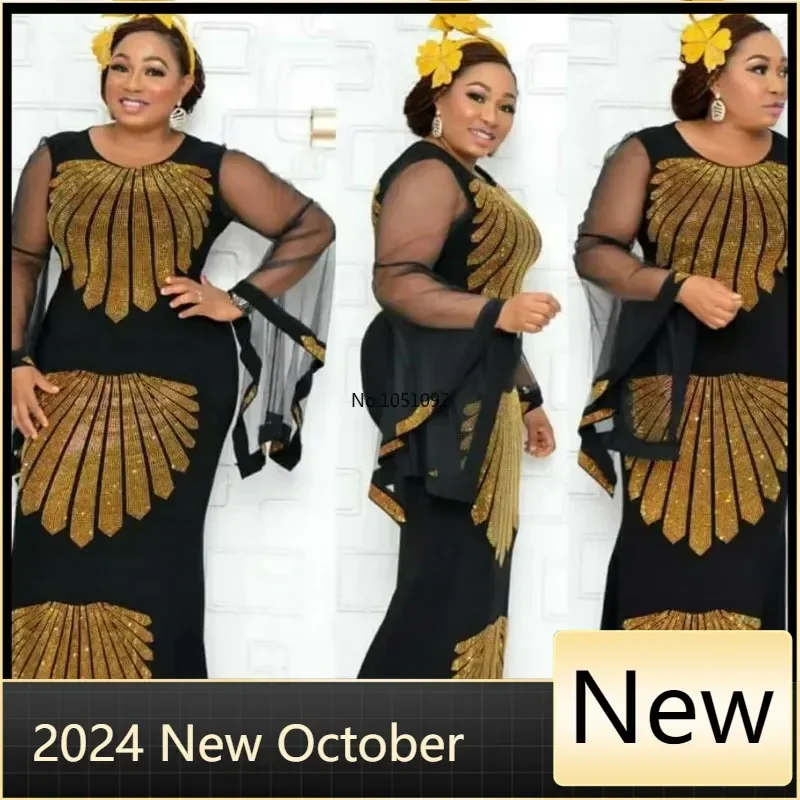 African Print Dresses for Women dress Muslim Maxi Dress Dashiki Diamond Clothes Dubai Abaya Boubou Robe Africa