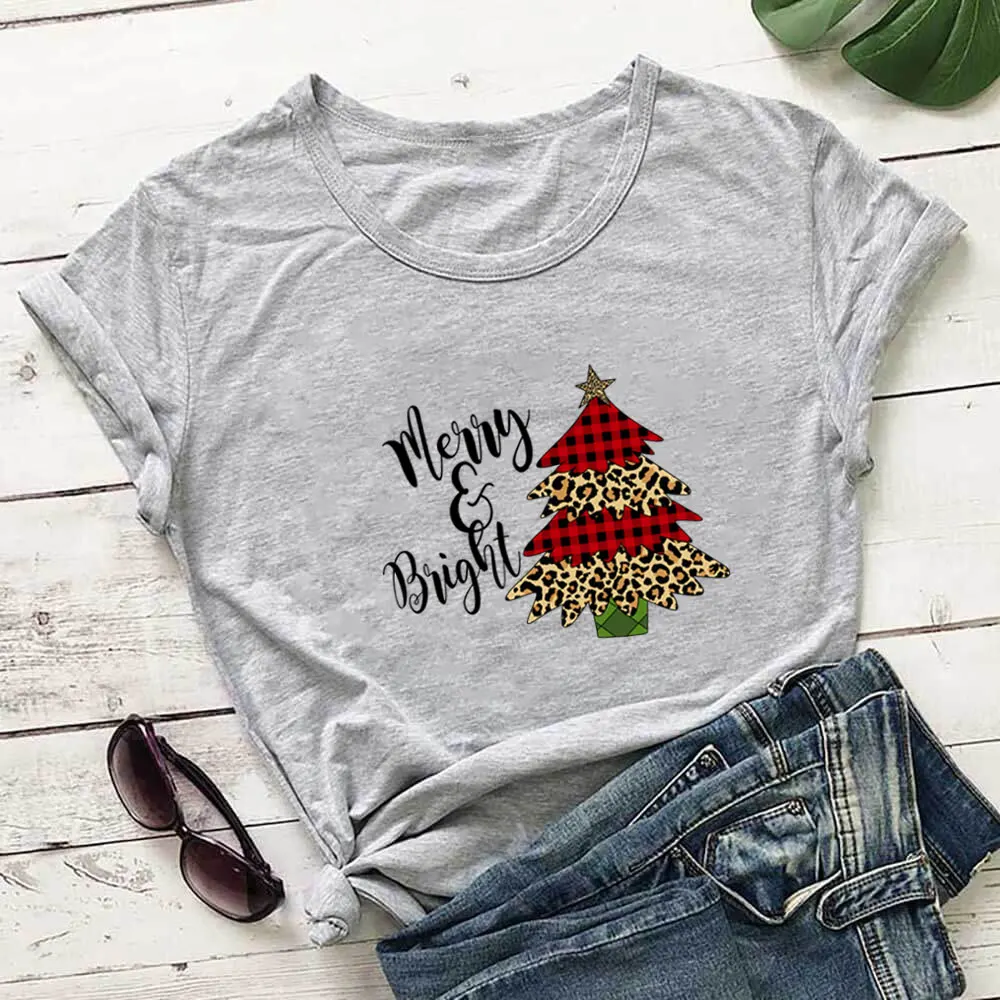 

Забавная Рождественская рубашка с принтом рождественской елки, 100% Хлопковая женская футболка, Забавный летний Повседневный Топ унисекс с к...