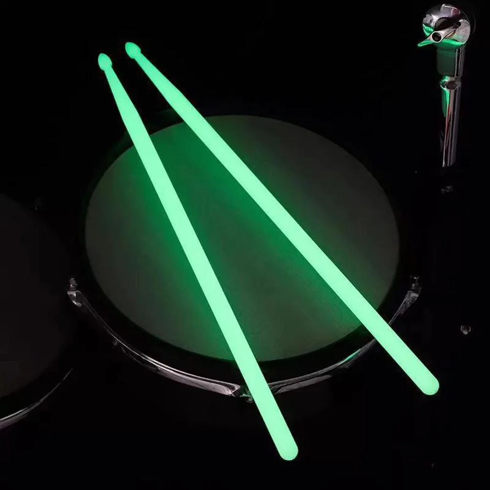 

2pcs 5A Nylon Luminous Drum Sticks Fluorescent Jazz Performance Drumsticks Glow in The Dark Drum Accessories