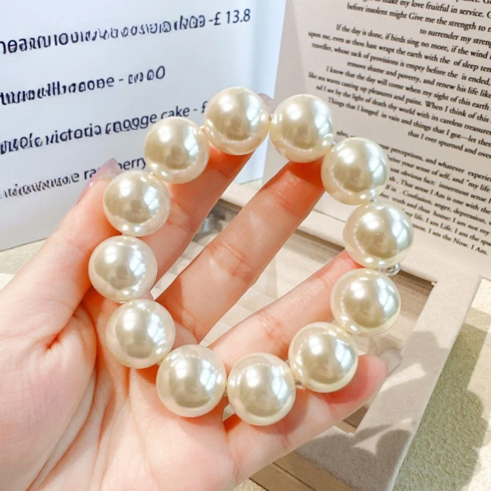 

Элегантные большие жемчужные резинки для волос для женщин, резинки для волос, резинки для девочек, резинки для хвоста, аксессуары для волос для девочек, Подарочный браслет