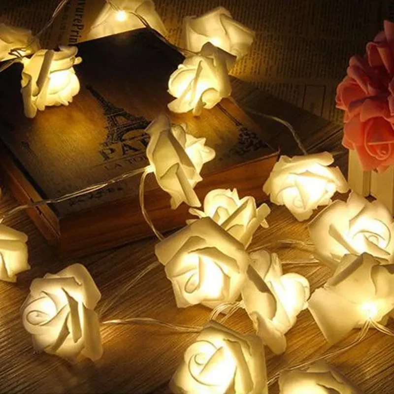 

New Ballon 2022 1.5M 10LED Artificial Rose Flower Garland String Light LED Fairy Lights Valentine's Day Wedding Christmas Par