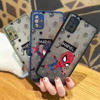 spider man cool marvel for samsung galaxy a72 a52 a71 a51 a70 a32 a21s a03s a02s a12 4g 5g frosted translucent phone case cover