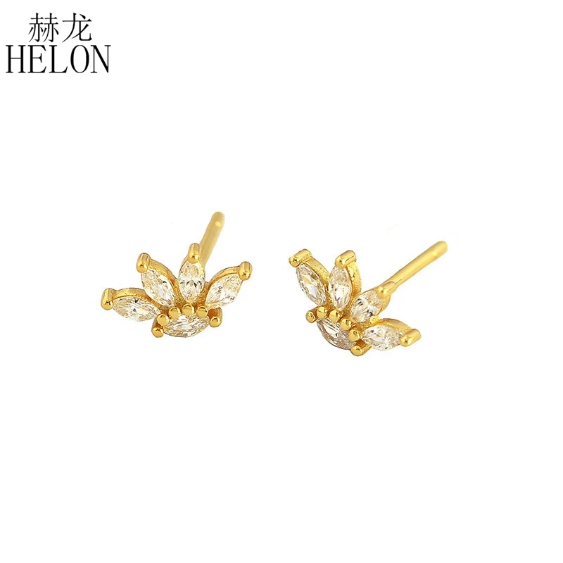 HELON 1.0ct серьга с муассанитом однотонные серьги из желтого золота 9k Lab выросшие