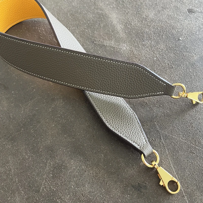 4cm Wide Full Leather Picotin Kelly Bag Shoulder Strap Togo Cowhide Etoupe Color Blocking Design Steel Buckle Bag Accessories