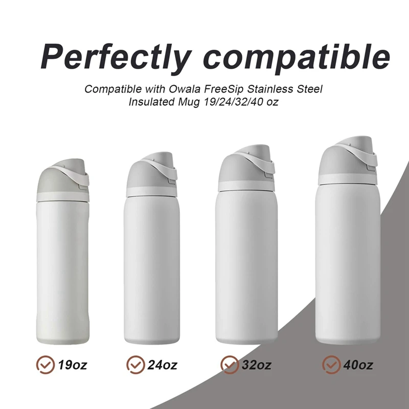 5 Pcs Replacement Stopper For Owala Free Sip 19/24/32/40 Ounce Silicone Anti-Spill Lid Black Durable Easy To Use
