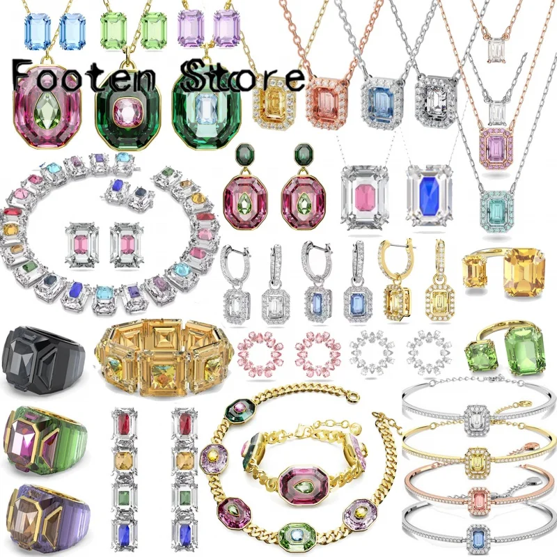 

Swa Millenia Vittore Half Fine Jewelry Sets Octagonal Chroma Decoration Dynamic Crystal Earrings Necklace Ring Set For Women
