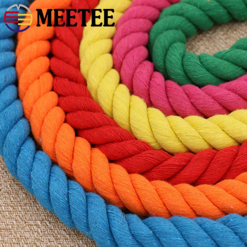 2Meters Meetee 20mm 3 Shares Colored Twisted Cotton Cords Bag Home Textile Tree Decoration Rope DIY Sewing Accessories Crafts - купить по