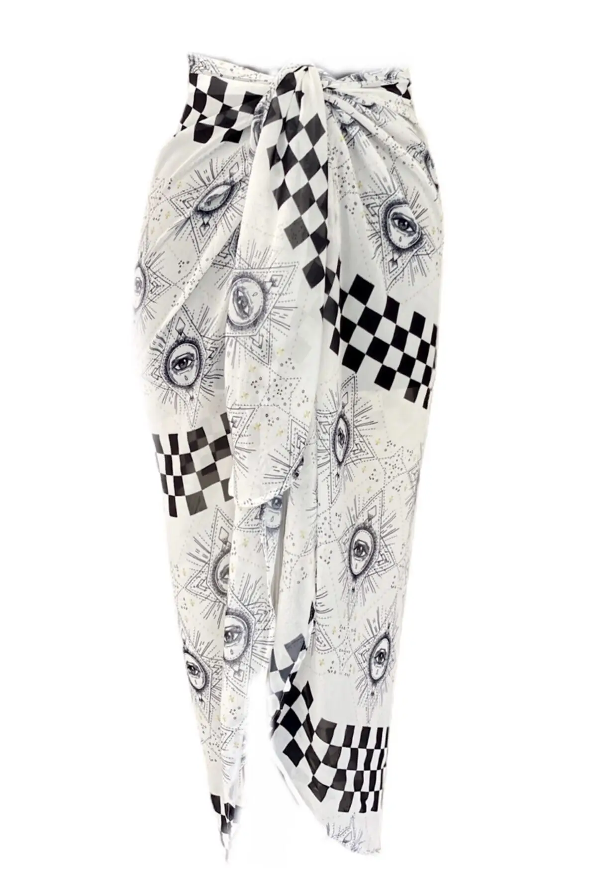 

Женский парео с узором в клетку, привязанный купальник, платье, сексуальный костюм-туника, пляжная одежда, женский пляжный чехол для бикини