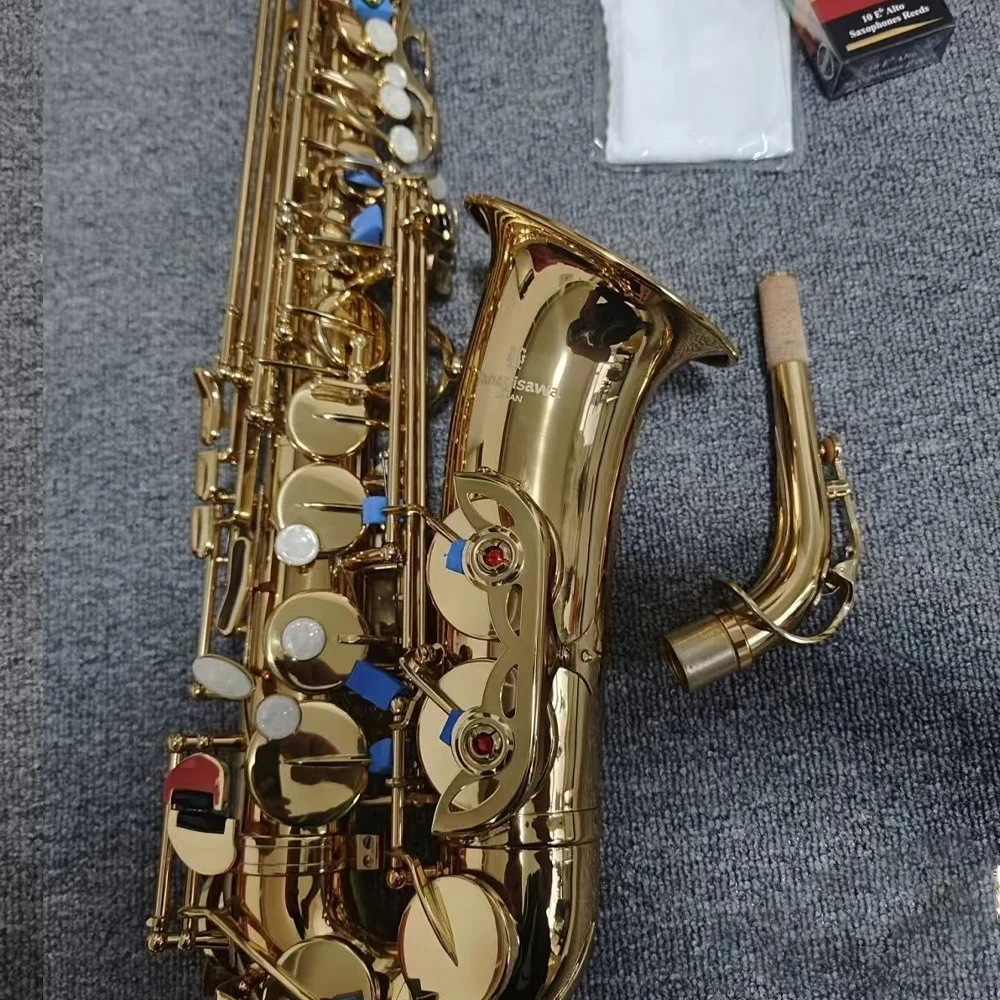 Высококачественный альт-саксофон W037 лакированный золото латунь древесный