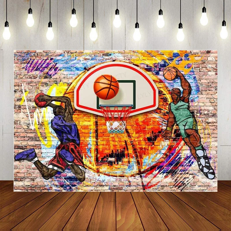 

Neno Basketball Graffiti Theme Photography Splash Glow Dark Colorful Paint Backdrop Sport Background Birthday Party Decor Banner