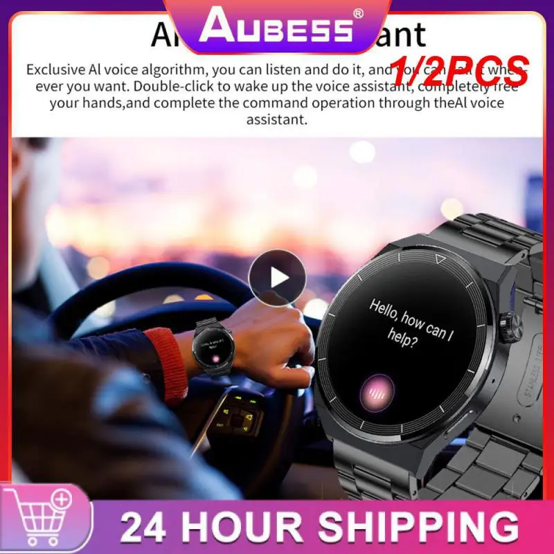

1/2PCS For NFC Smart Watch Men GT3 AMOLED 390*390 Screen Heart Rate Call IP68 Waterproof