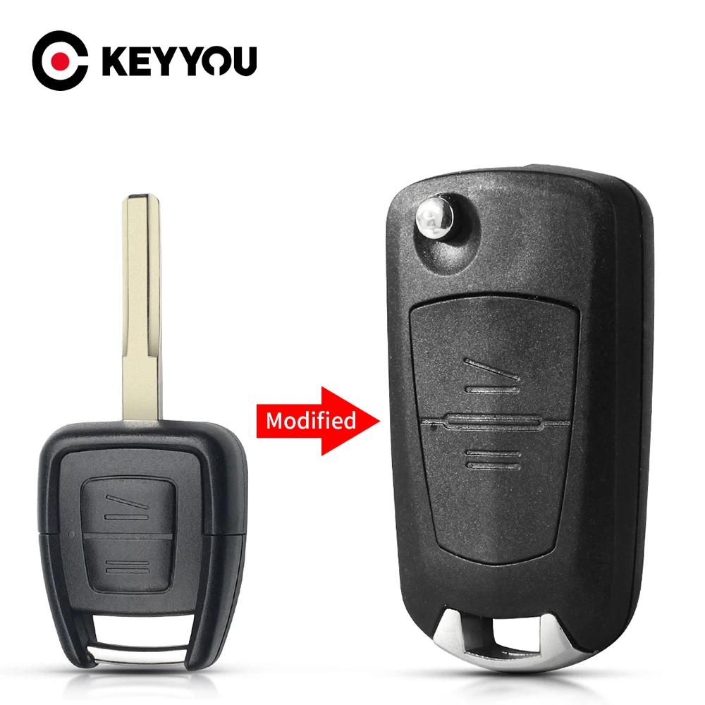 Фото KEYYOU 1 шт., 2 кнопки, складной флип-чехол для дистанционного ключа с необрезанным лезвием для Vauxhall Opel Astra Vectra Zafira, чехол для автомобильного ключа №1