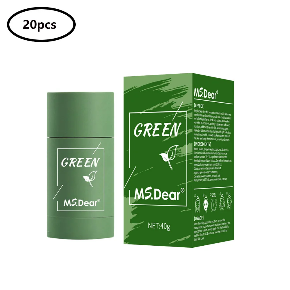 Wholesale 20pcs Green Tea Cleansing Solid Mask Facial Care Deep Moisturizing Hydrating Whitening Clean Pores Face Acne Repair